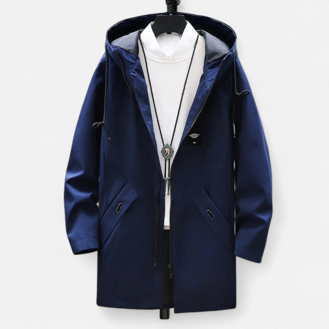 Manteau Long à Capuche Zippé pour Homme