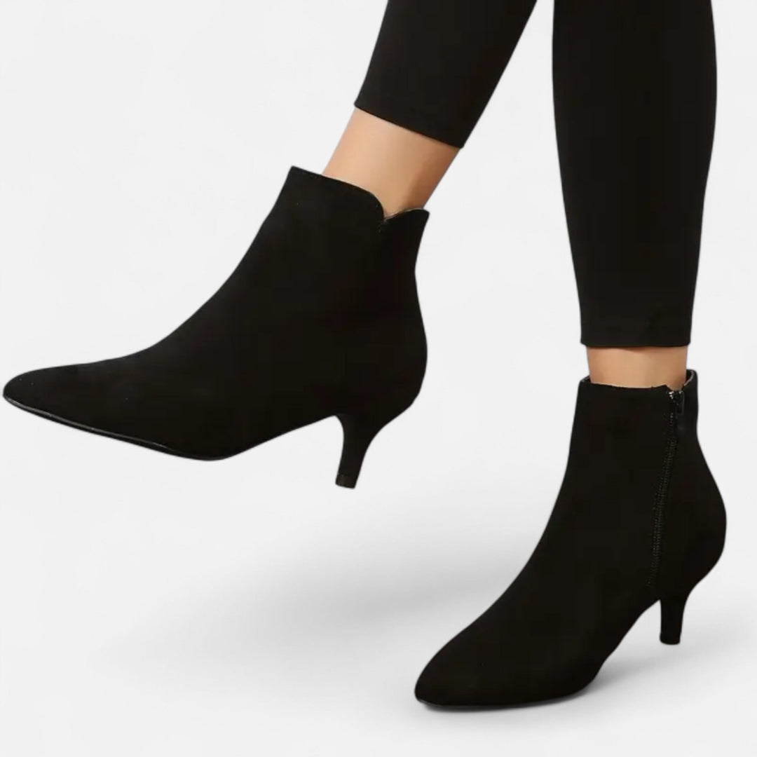 Bottines à bout pointu pour femme – matière synthétique aspect suédé