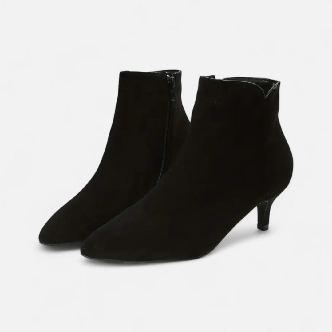 Bottines à bout pointu pour femme – matière synthétique aspect suédé