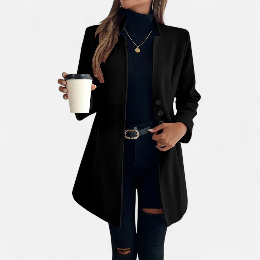 Manteau long à simple boutonnage pour femme