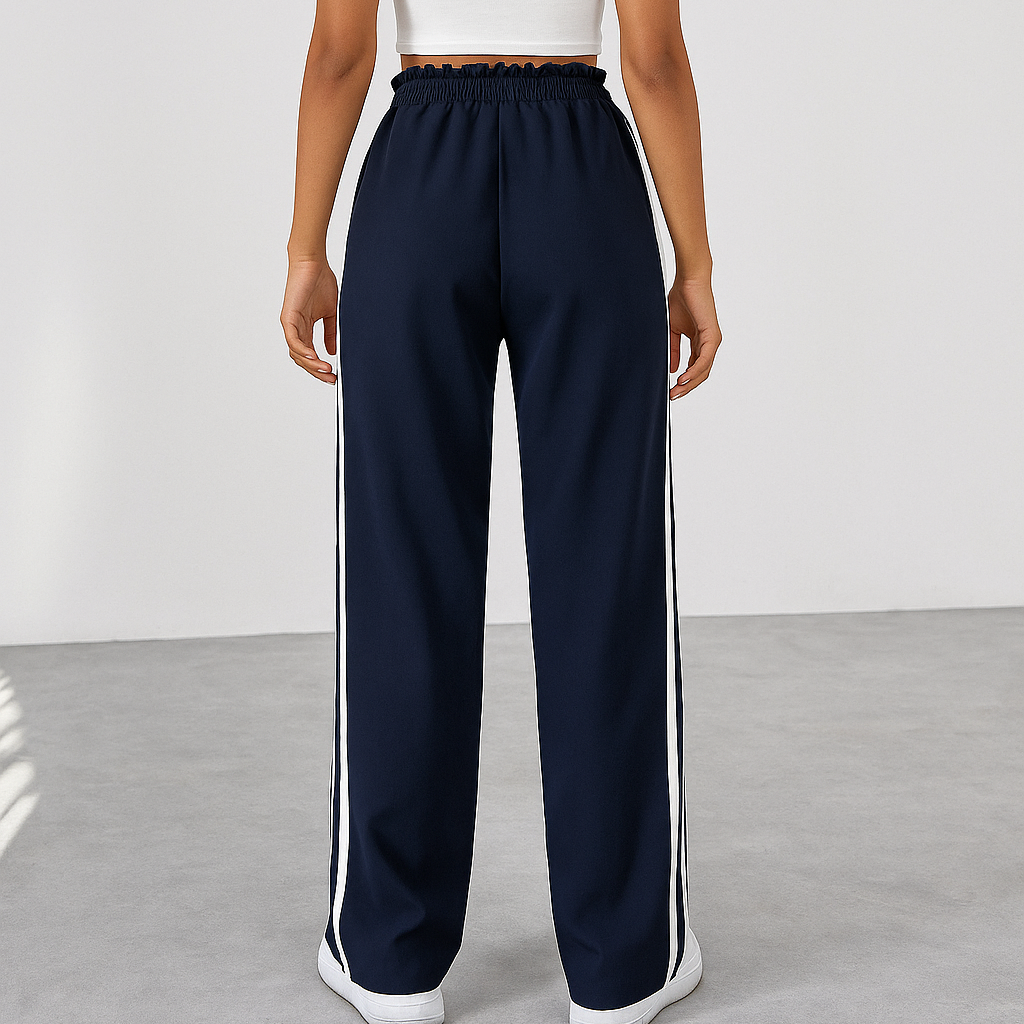 Pantalon Femme | Taille Haute à Jambe Large à Rayures