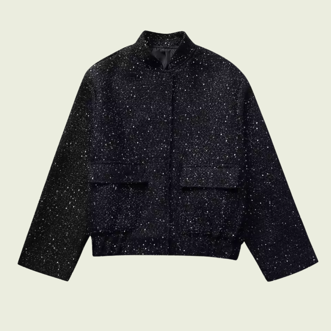 Veste bomber courte à sequins pour femme