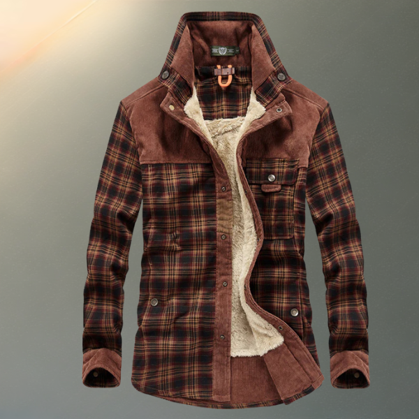 Chemise à carreaux doublée en polaire à boutons pour homme