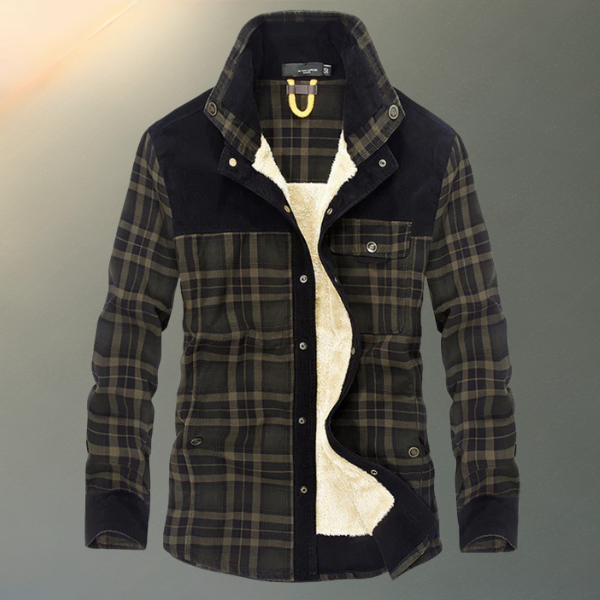 Chemise à carreaux doublée en polaire à boutons pour homme