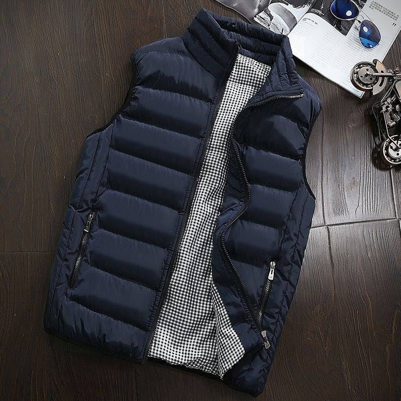 Gilet sans manches matelassé déperlant pour homme Col montant zippé Usage extérieur