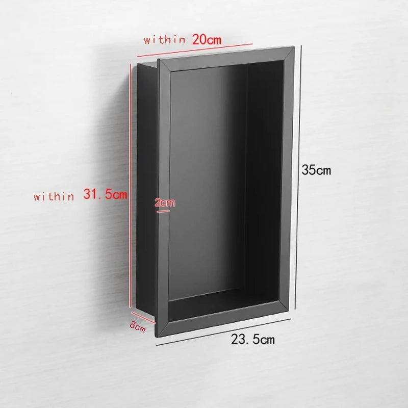 Black Storage Cabinet Bathroom Concealed Built-In Wall Cabinet Niche Stainless Steel Hotel In-Wall Wall Cabinet Toilet
