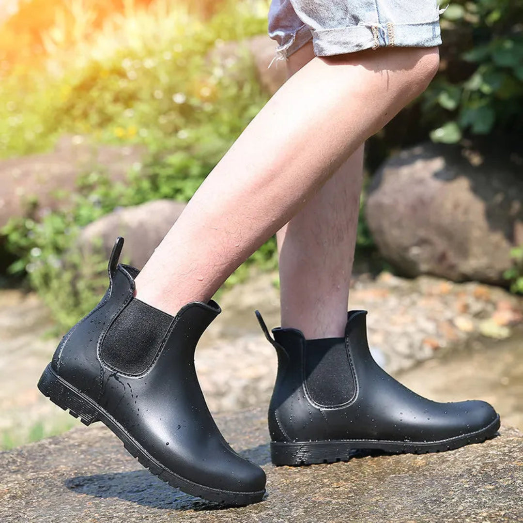 Bottines Chelsea à bout rond en matière synthétique pour femme