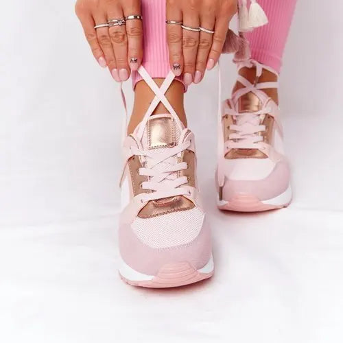 Baskets à plateforme pour femme à lacets