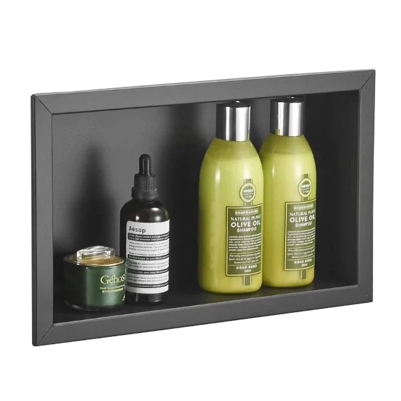 Black Storage Cabinet Bathroom Concealed Built-In Wall Cabinet Niche Stainless Steel Hotel In-Wall Wall Cabinet Toilet