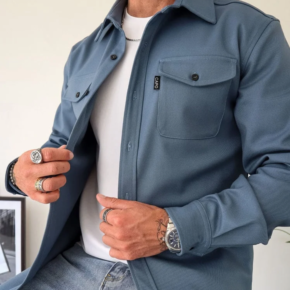 Veste Homme | Col Mandarin et Fermeture à Boutons