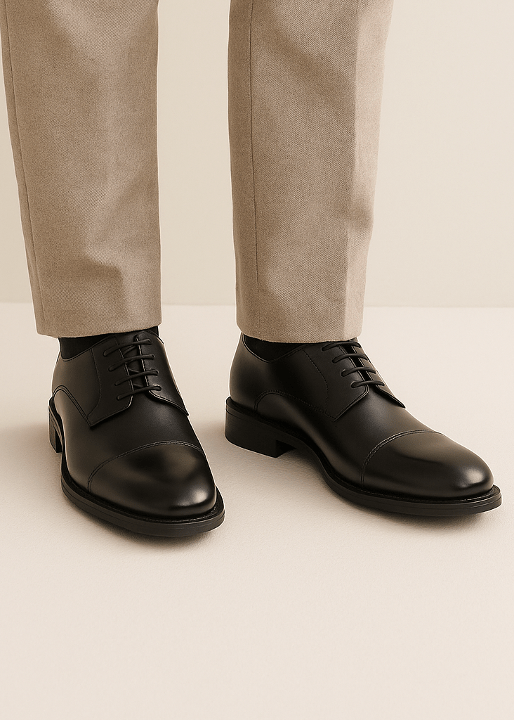 Oxford-sko til mænd med spids snude, snørebånd og gummisål
