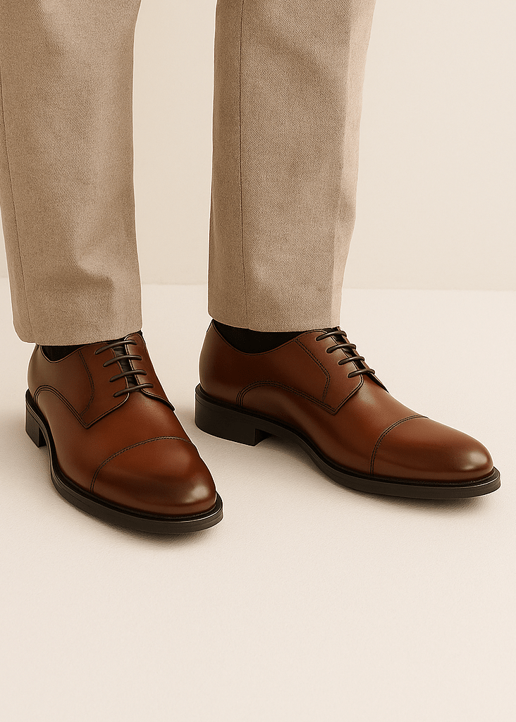 Oxford-sko til mænd med spids snude, snørebånd og gummisål