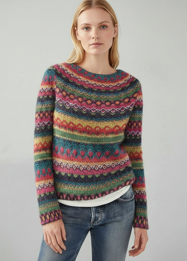 Stribet strikpullover til kvinder