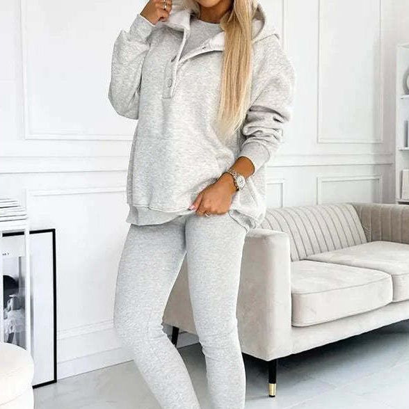 Ensemble Femme 3 Pièces | Sweat à Capuche, Veste Sans Manches et Pantalon