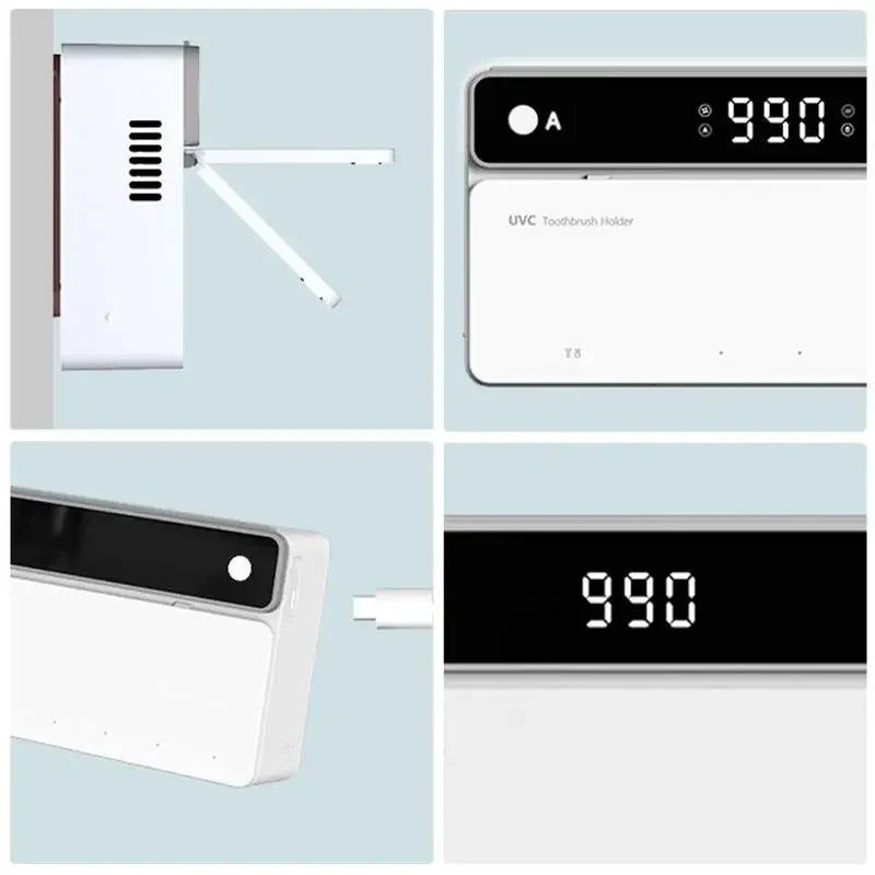UV Toothbrush Holder Rechargeable Fast Drying Toothbrush Razor Storage Sterilizer With LED Display Bathroom Accessories