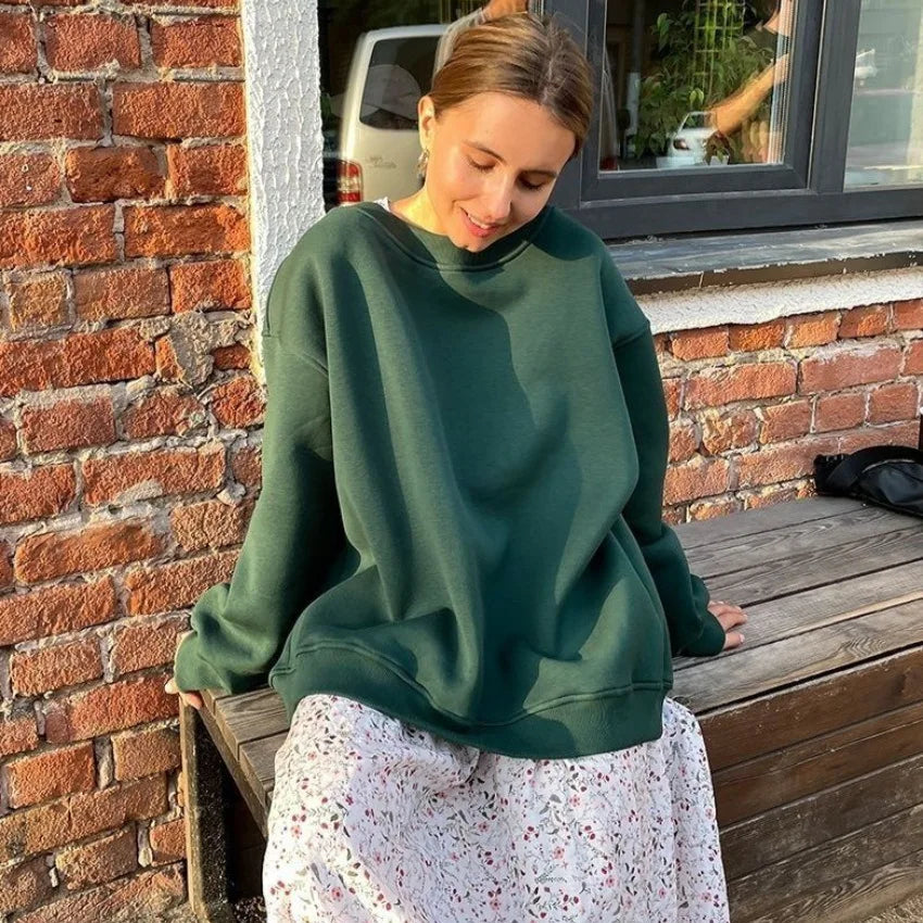 Sweat-shirt à col rond pour femmes, coupe décontractée