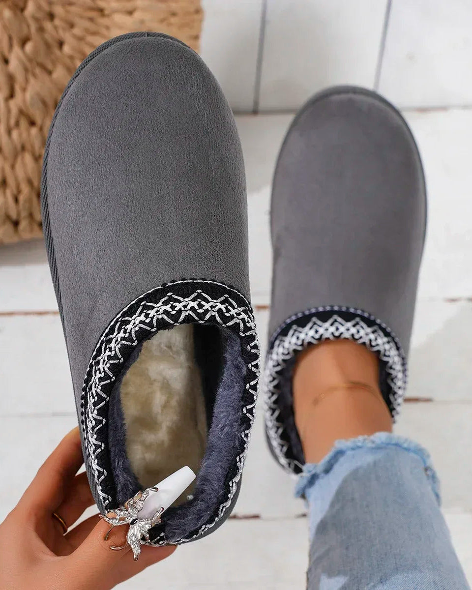 Bottes à enfiler doublées en faux daim pour femme