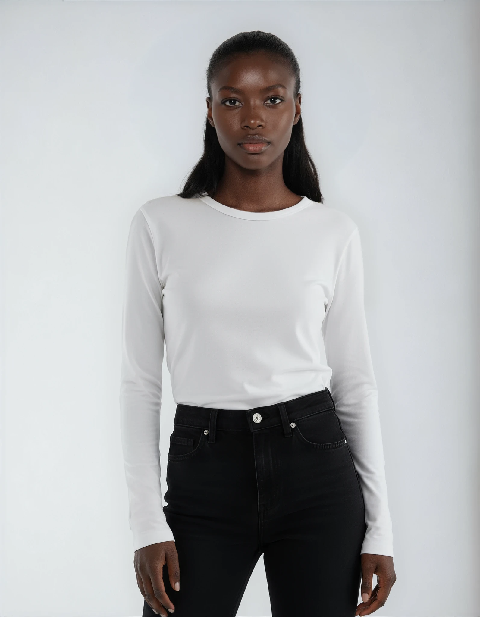 T-shirt à Manches Longues à Col Rond pour Femme