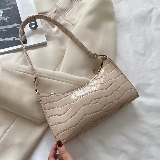 Sac à bandoulière pour femme effet crocodile
