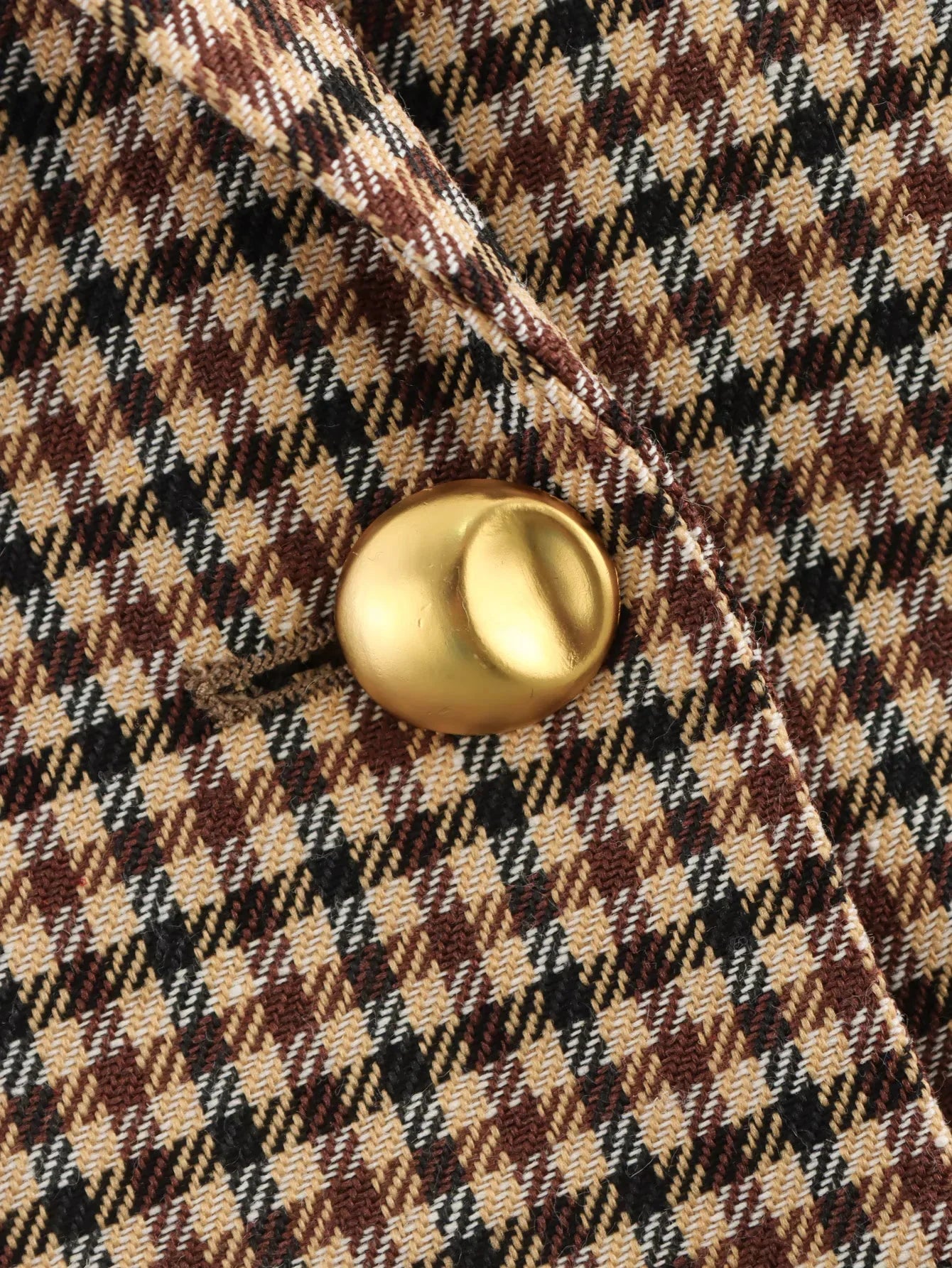 Blazer pour femme à carreaux pied-de-poule, manches longues, boutonnage simple