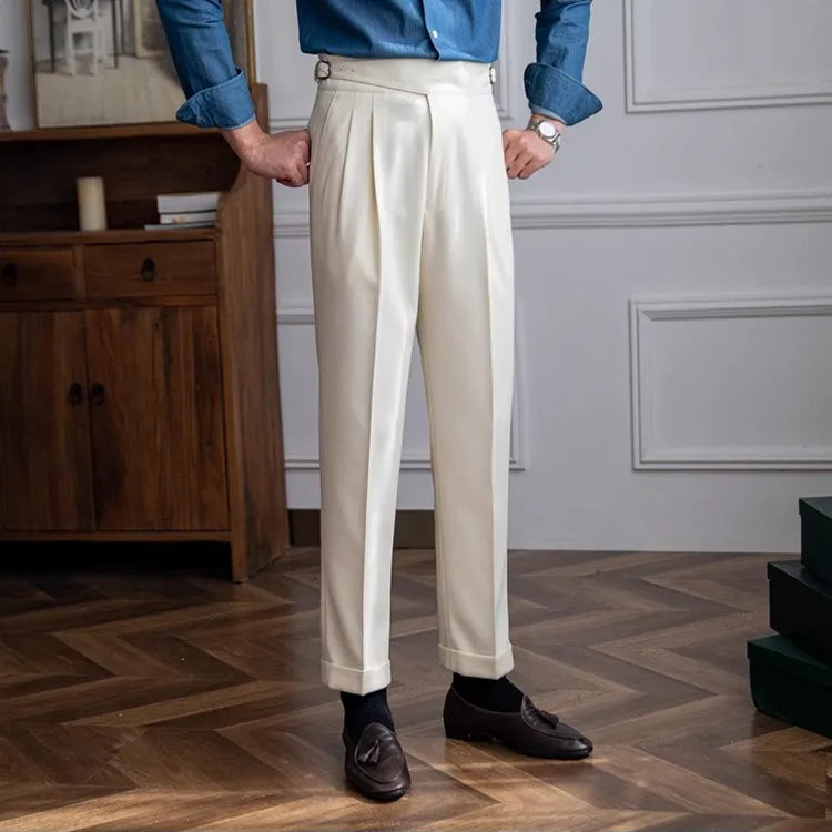 Pantalon homme à pinces taille haute