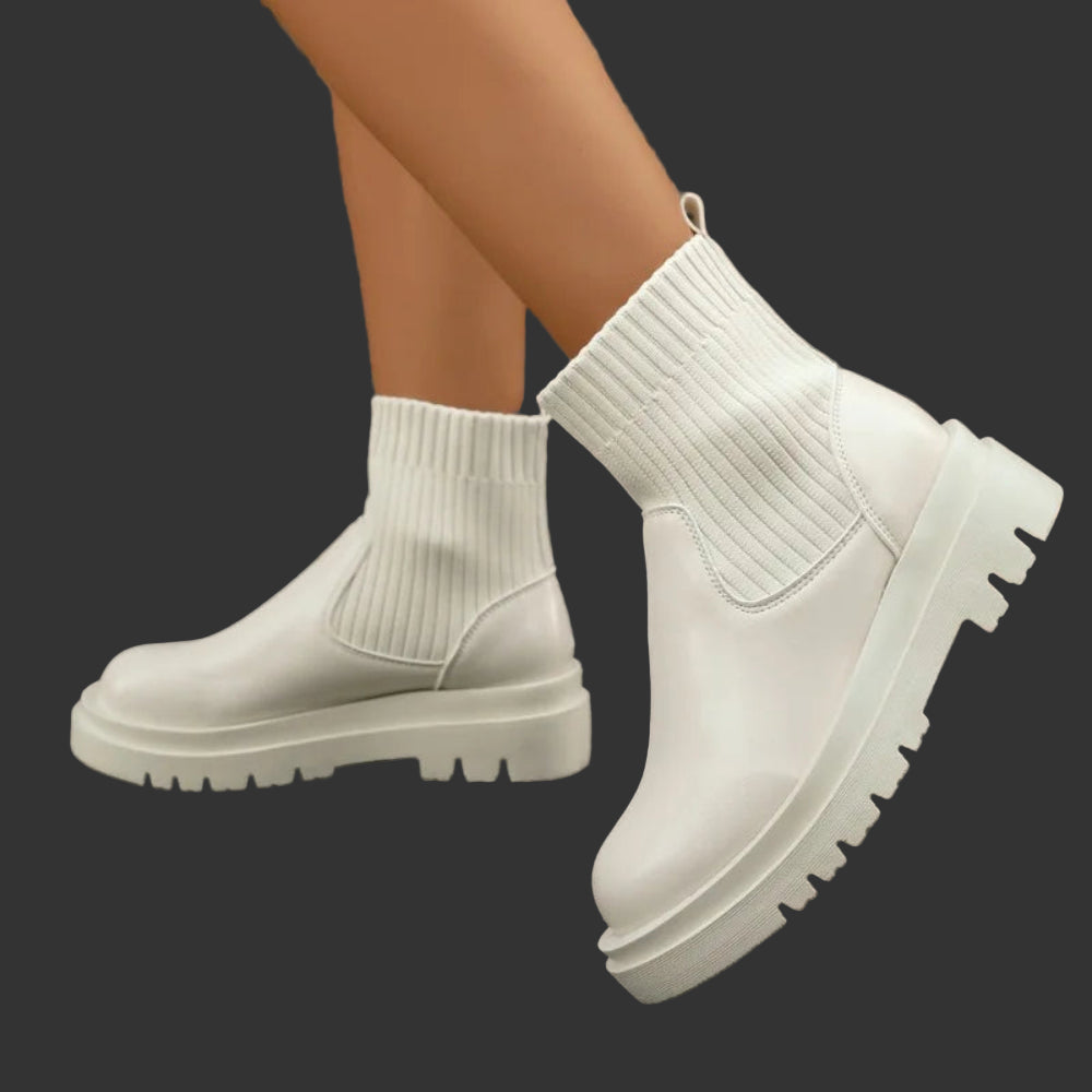 Bottines courtes rétro pour femme à talon épais, modèle élastique à enfiler