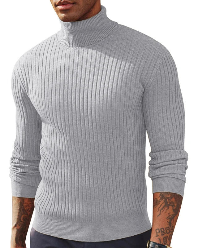 Pull Col Roulé en Maille Côtelée pour Homme