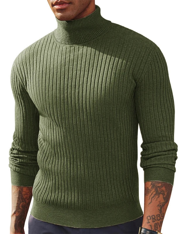 Pull Col Roulé en Maille Côtelée pour Homme