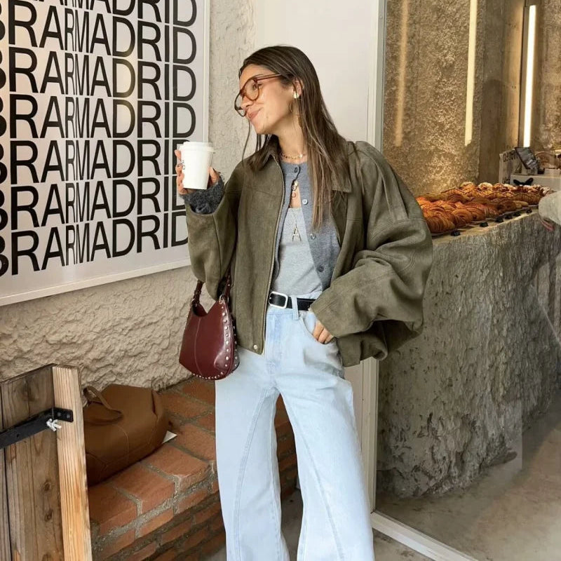 Veste à manches longues en velboa pour femme