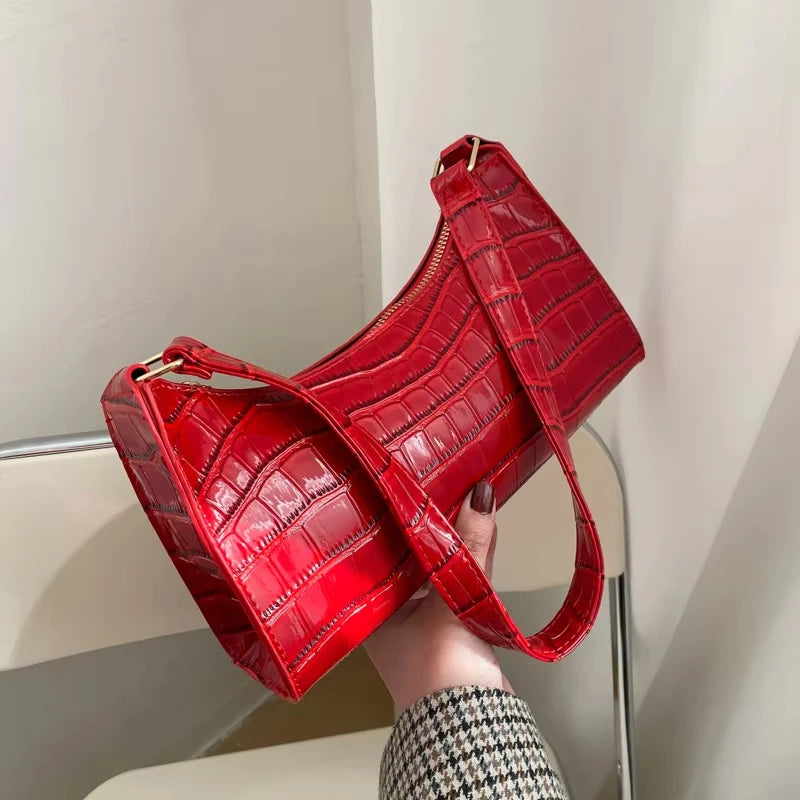 Sac à bandoulière pour femme effet crocodile