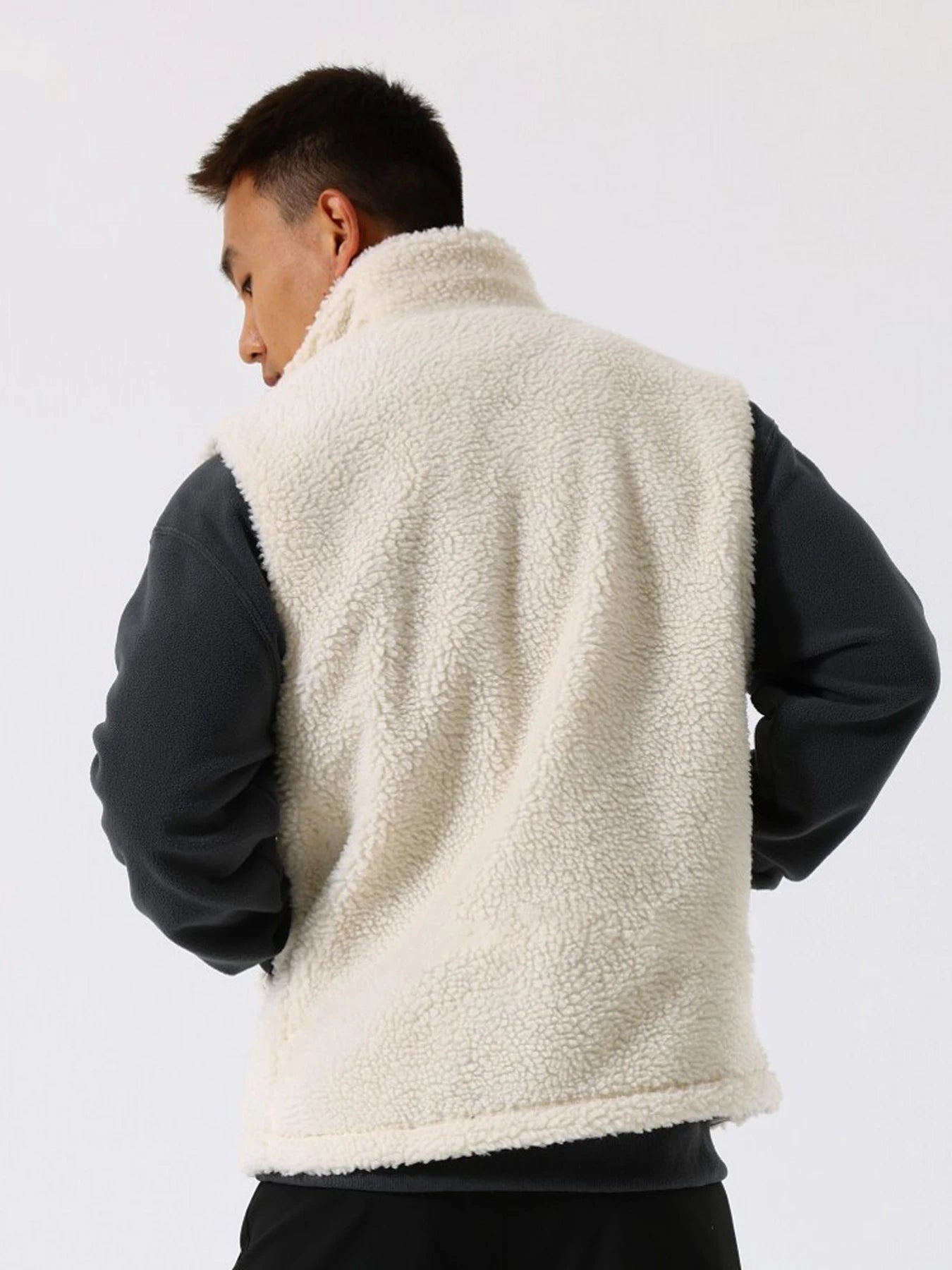 Gilet sans manches en matière synthétique à col mao pour homme