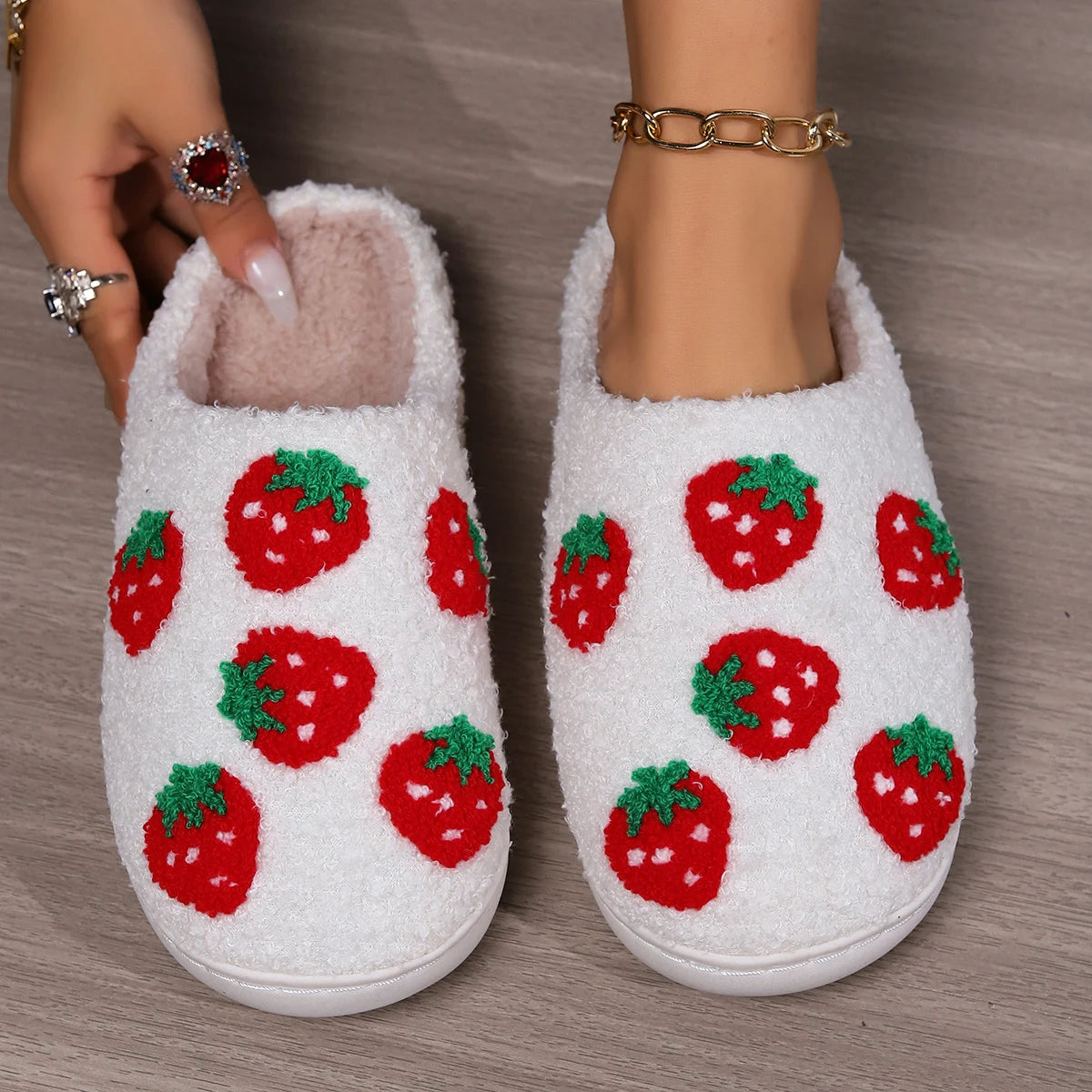 Mules en textile à broderie florale pour femme