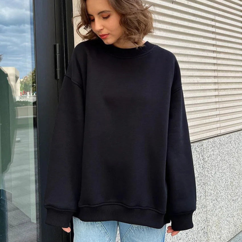 Sweat-shirt à col rond pour femmes, coupe décontractée