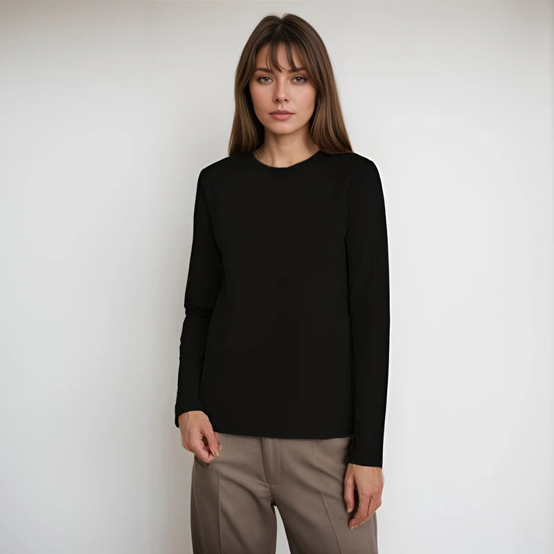 T-shirt à Manches Longues à Col Rond pour Femme