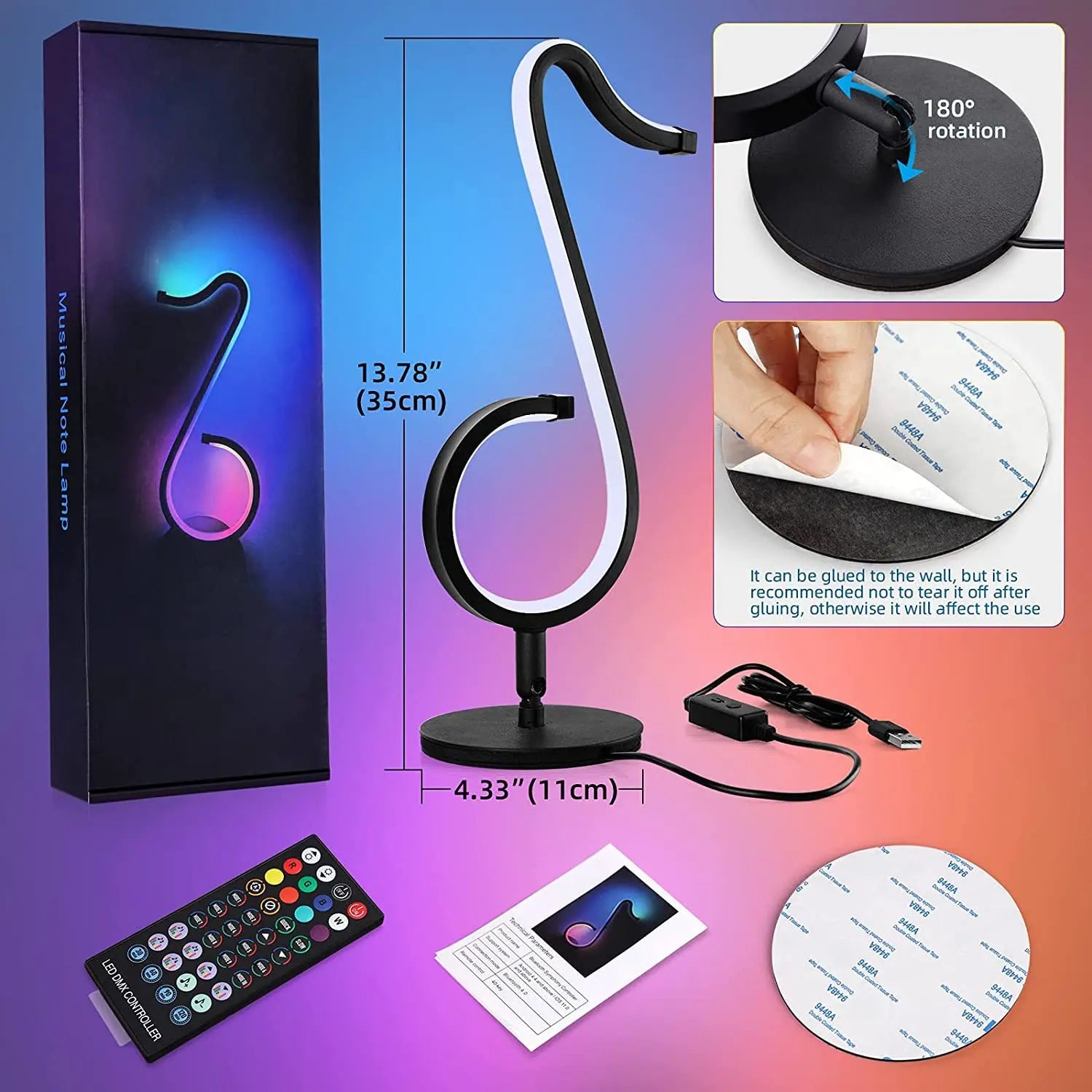NotyLight - Muzieknoot Tafel/Wandlamp
