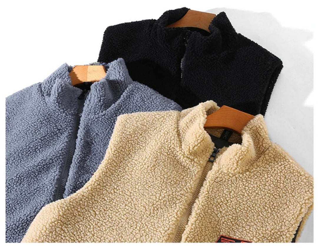 Gilet sans manches en polaire unie pour homme grande taille