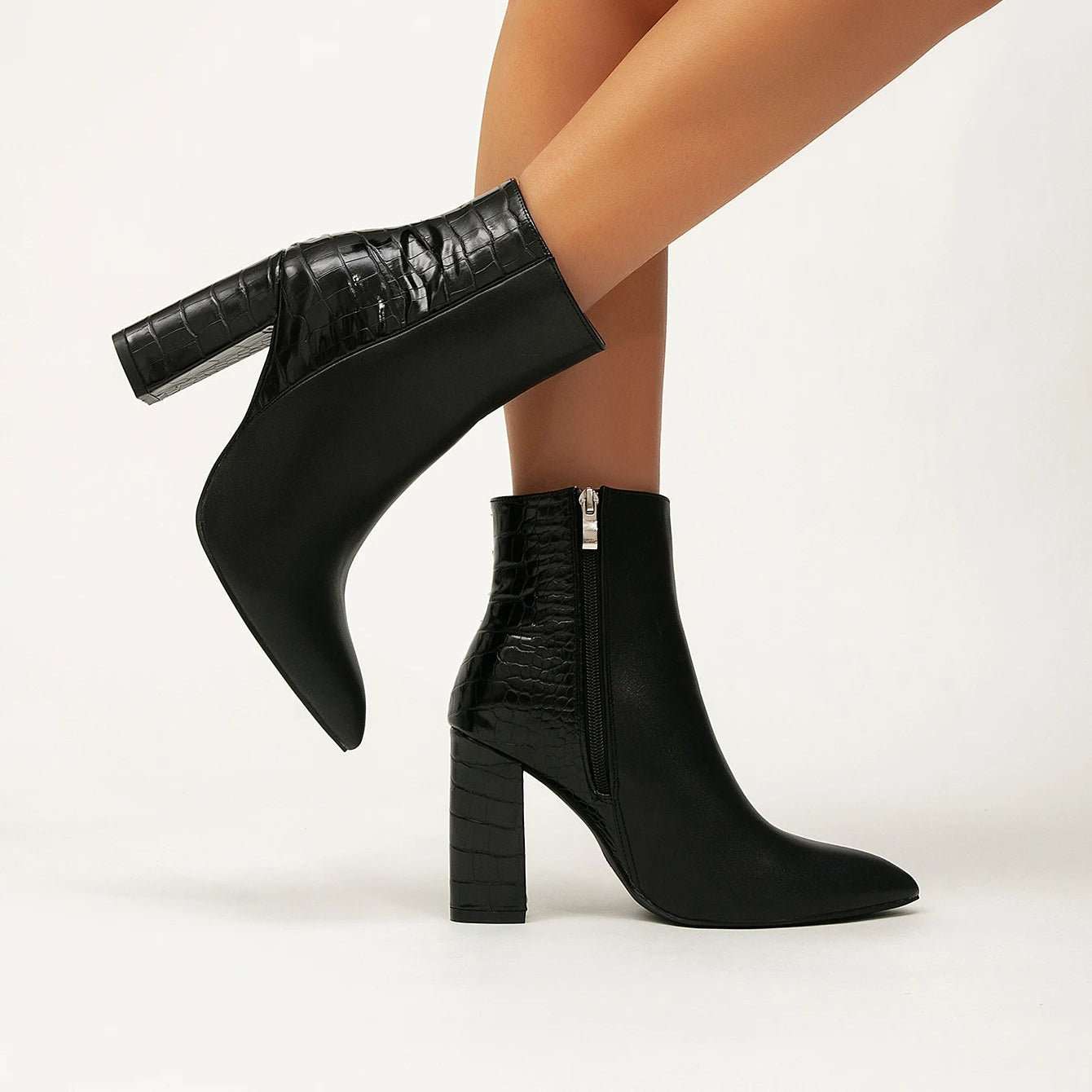 Dameankelstøvler med blokhæl