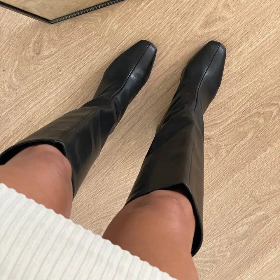 Bottes hautes femme à bout carré