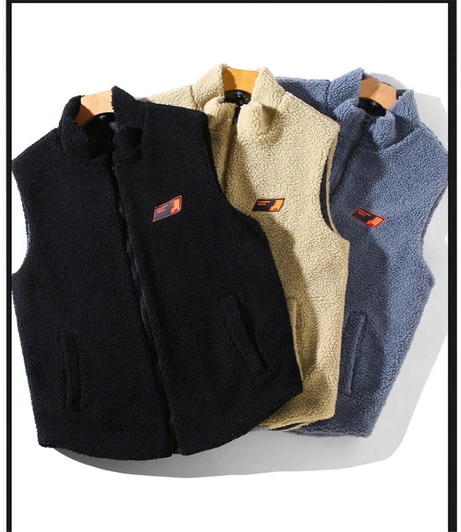 Gilet sans manches en polaire unie pour homme grande taille