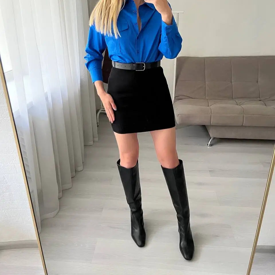 Bottes hautes femme à bout carré