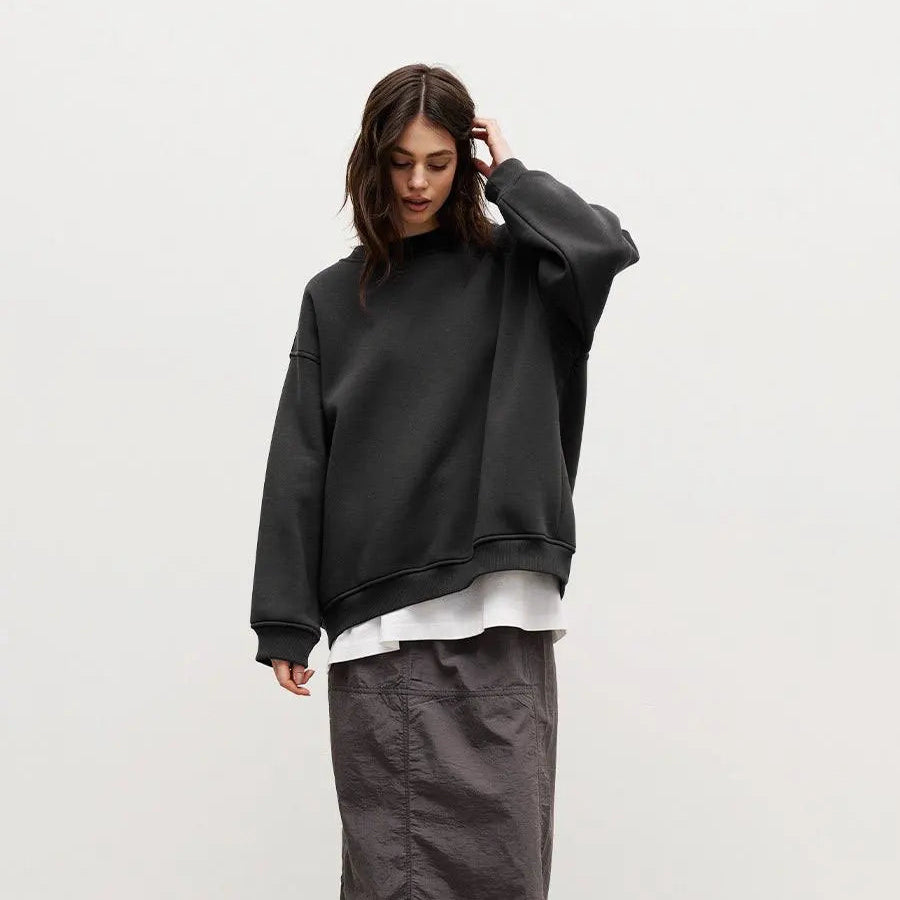 Sweat-shirt à col rond pour femmes, coupe décontractée