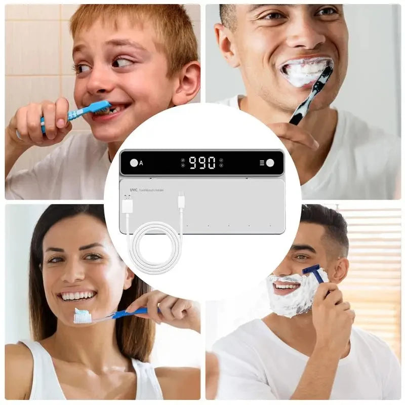 UV Toothbrush Holder Rechargeable Fast Drying Toothbrush Razor Storage Sterilizer With LED Display Bathroom Accessories