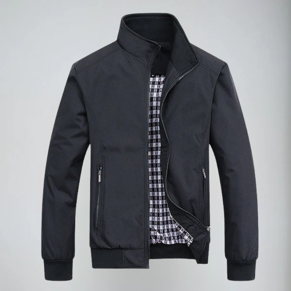 Let jakke med lynlås og baseballkrave til mænd