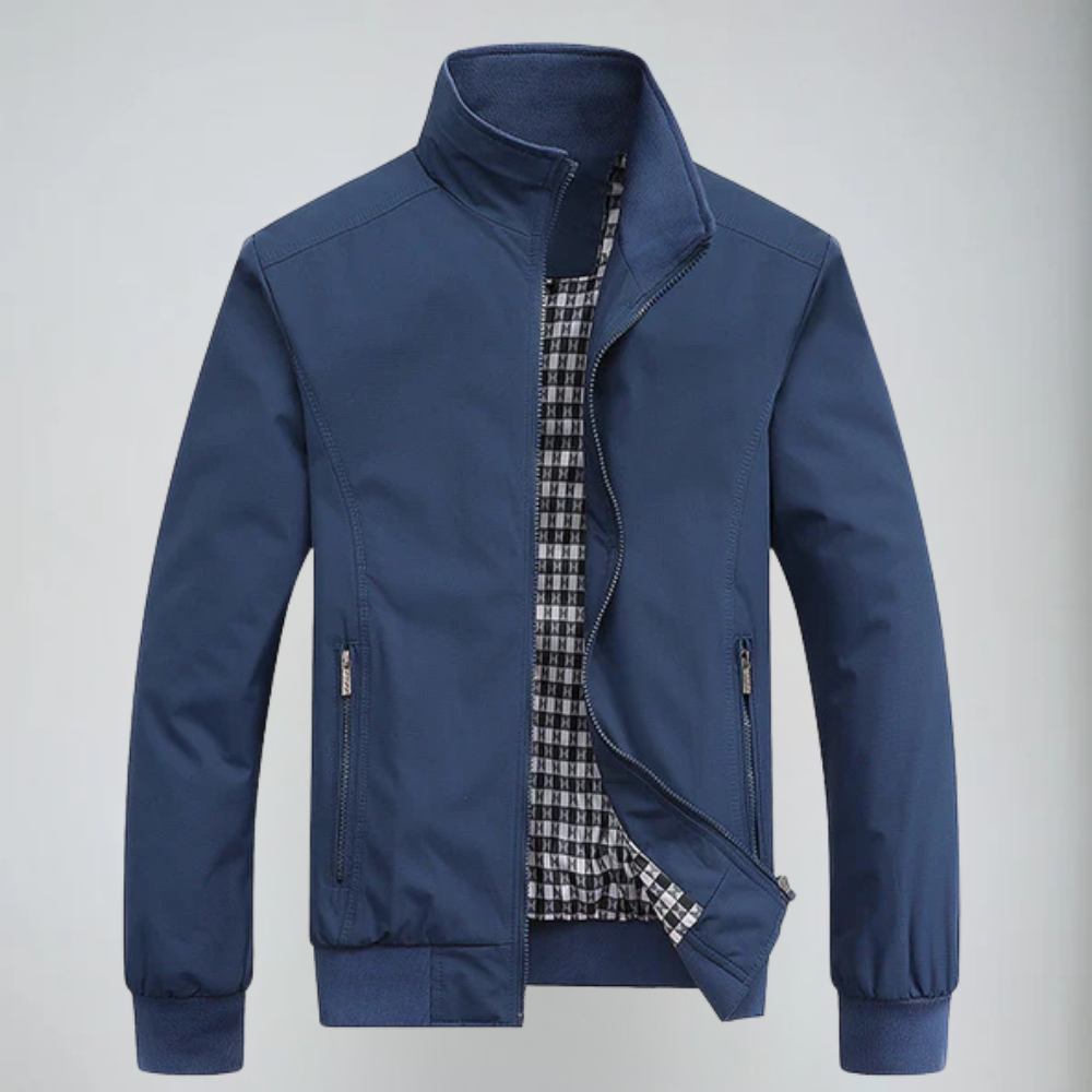Let jakke med lynlås og baseballkrave til mænd