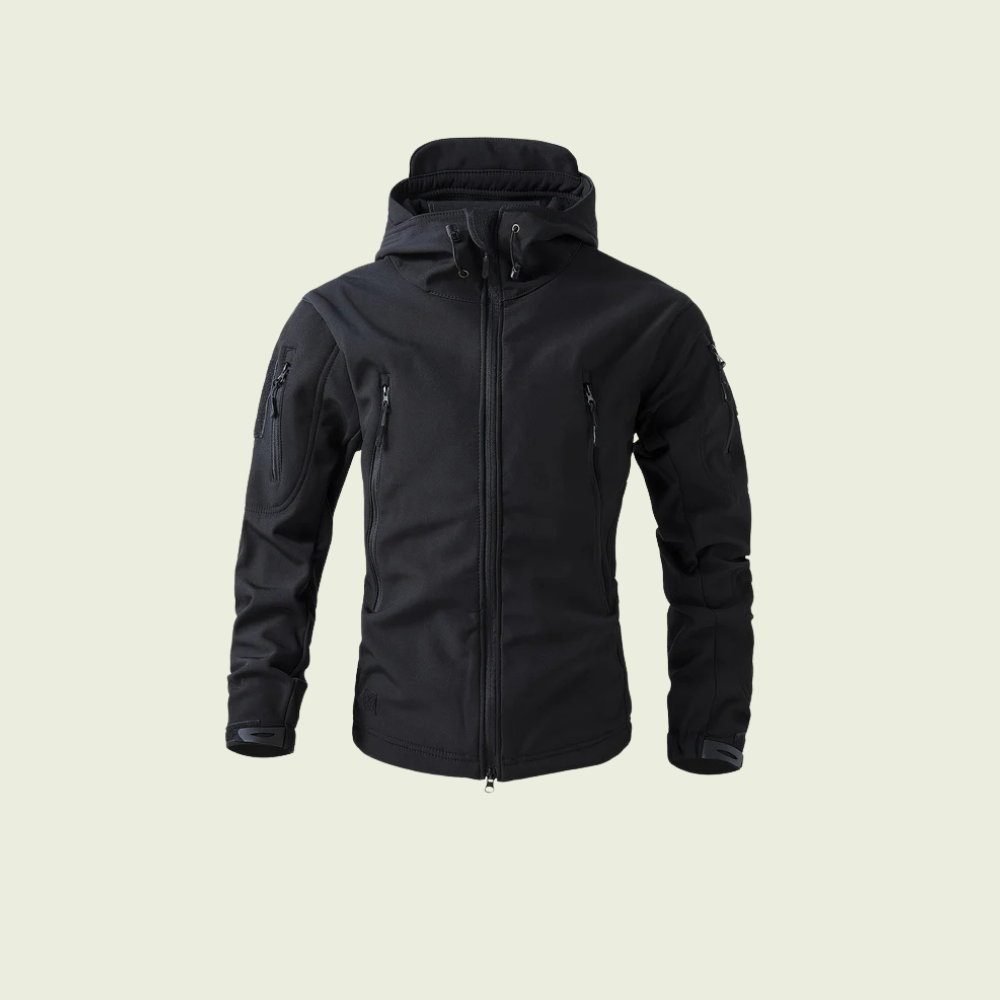 Vest med hætte i polyester med lynlåslommer til mænd