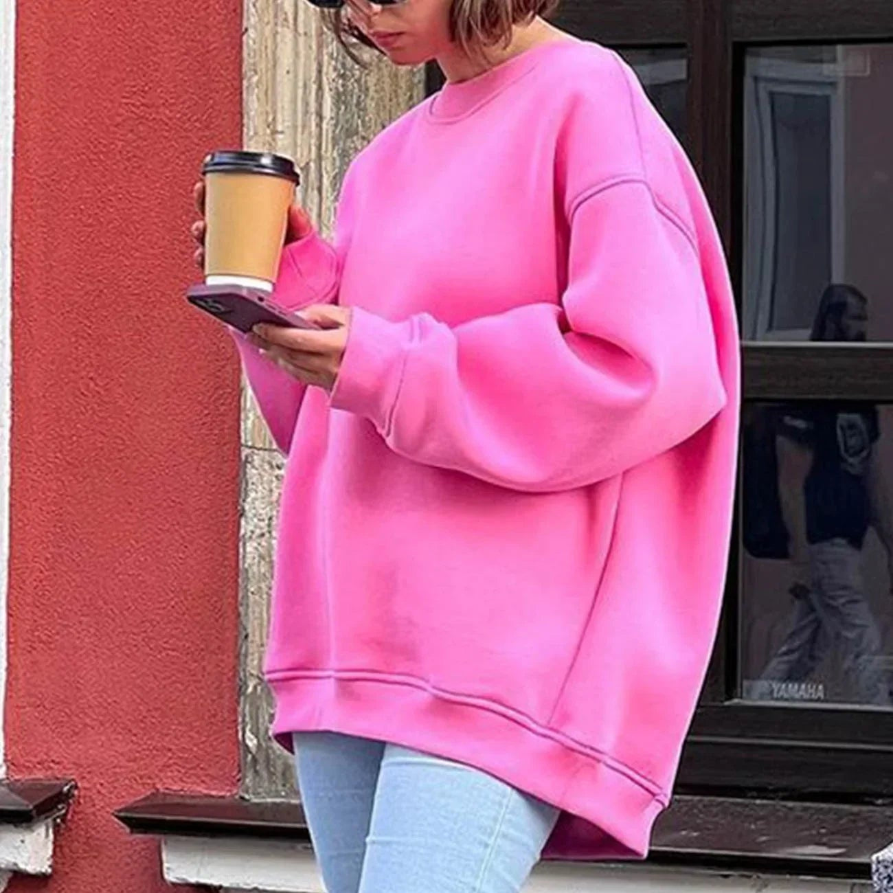 Sweat-shirt à col rond pour femmes, coupe décontractée