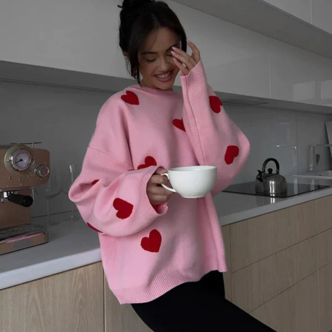 Pull Femme en Maille | Motif Cœur