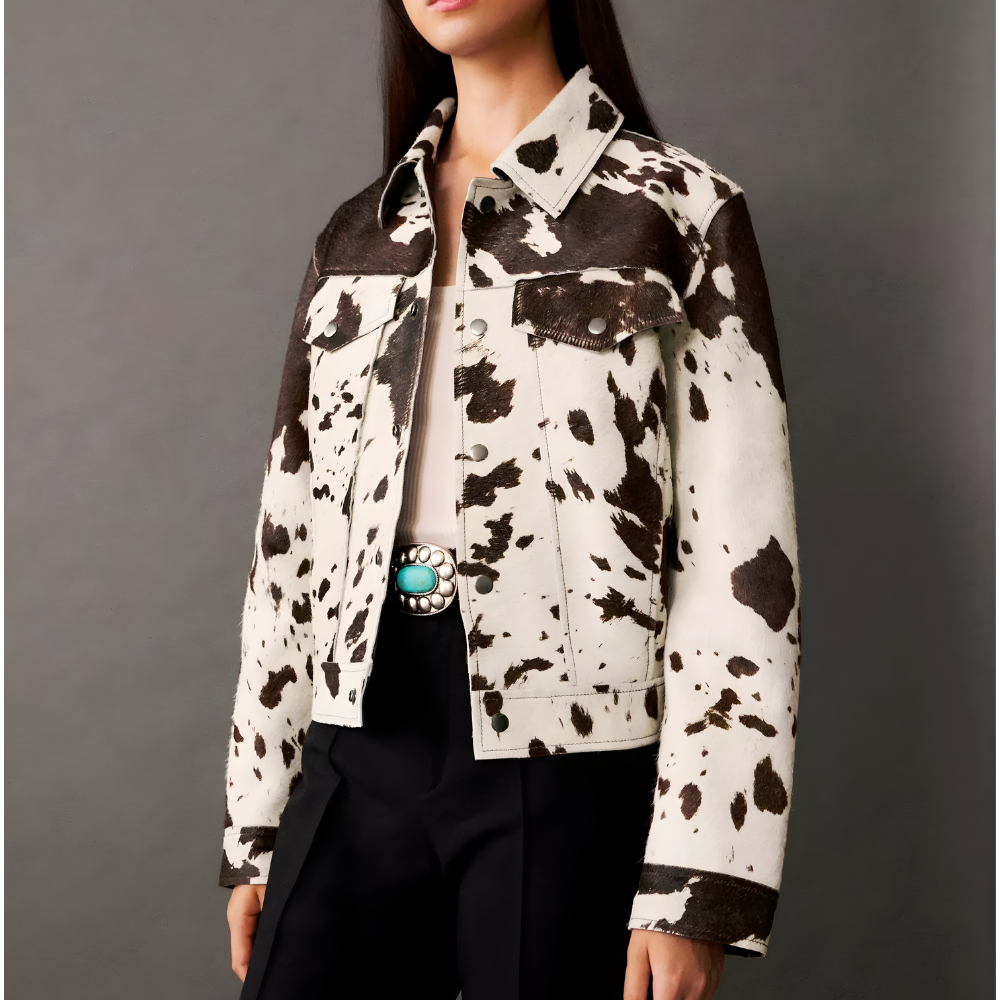 Veste à motif imprimé à revers avec poches plaquées pour femme