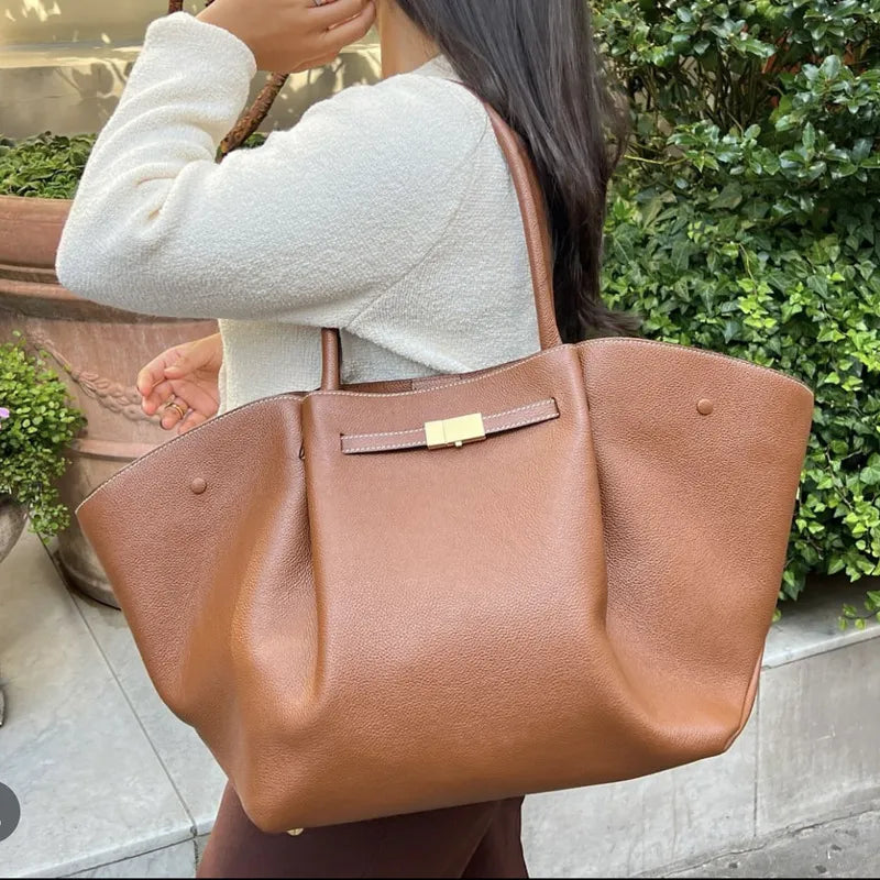 Sac cabas structuré à soufflets latéraux pour femme