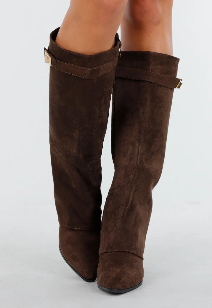 Bottes montantes en matière textile pour femmes